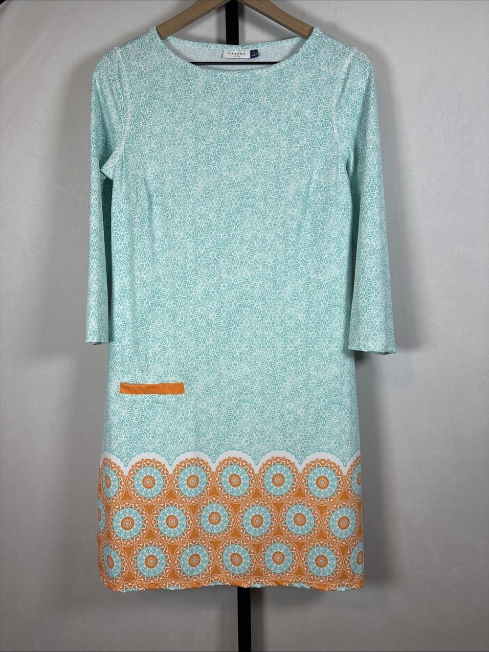 Cabana Life Cabana Shift Dress Size Small Blue Orange UPF 50+ Beach Resortwear